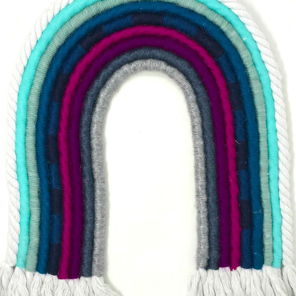 HUGE Rainbow Wall Hanging Art Textile Macrame - Picture 5 of 6